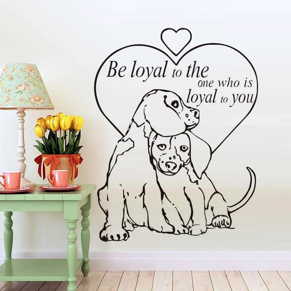 Loyal werden Die Man Zitate Vinyl Wandtattoo Hunde Liebe Pet Grooming Salon Wand Papier Für Wohnzimmer Dekor Kinderzimmer Dekor in Loyal werden Die Man