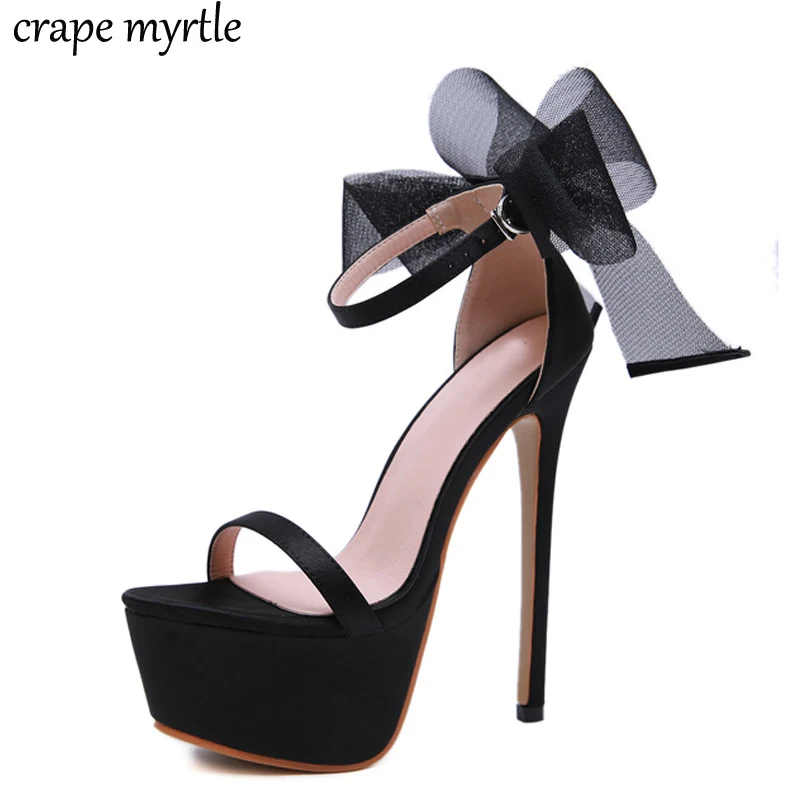 

womens sandals summer shoes bow jelly sandals Dance Shoes Super High Heel 17cm Peep Toe Buckle Strap white wedding shoes YMA829