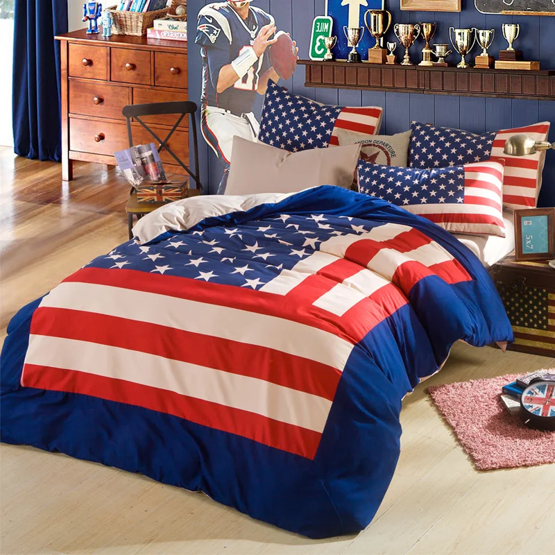 Home Textiles, America flag 4pcs bedding set king size queen size, bed