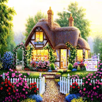 

flower 5d Nice house diamond painting castle diamond cross stitch crystal round diamond sets unfinished full diamond embroidery