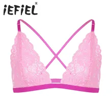 Мужское нижнее женское белье с бюстгальтером с мягкой чашкой, Гладкий Цветочный кружевной топ без косточек для мужчин, с регулируемым плечевым ремнем, сексуальное, горячее эротическое Корректирующее белье