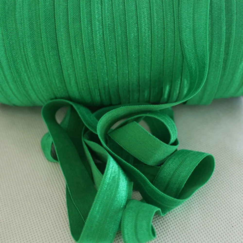

T.R RIBBON #579 classical green 5/8" FOE elastic, solid Fold Over Elastic FOE for Headbands 50yards and 100yards a lot