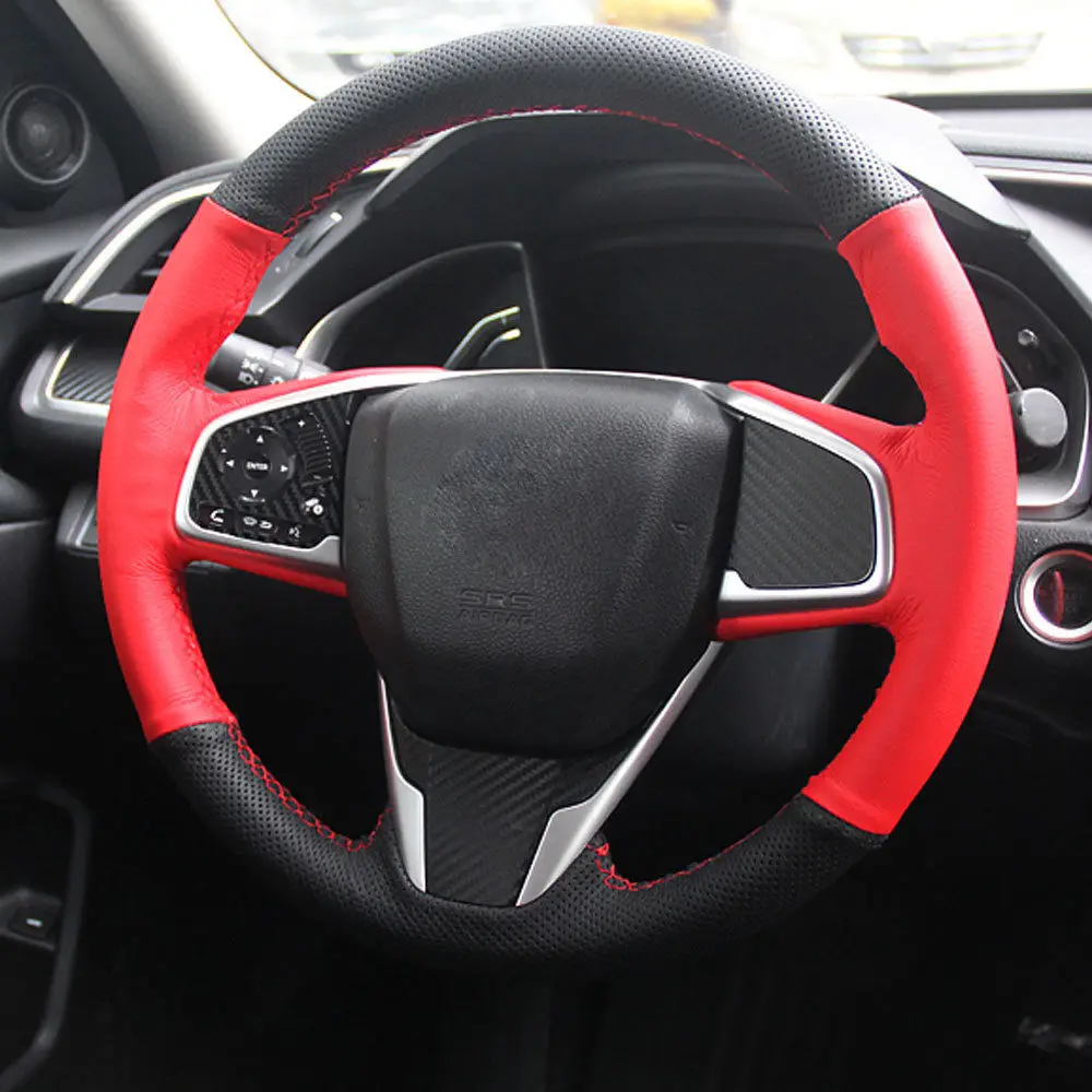 1PCS ABS Red Steering wheel Bottom Molding Cover Trim For Honda Civic 2016-2018
