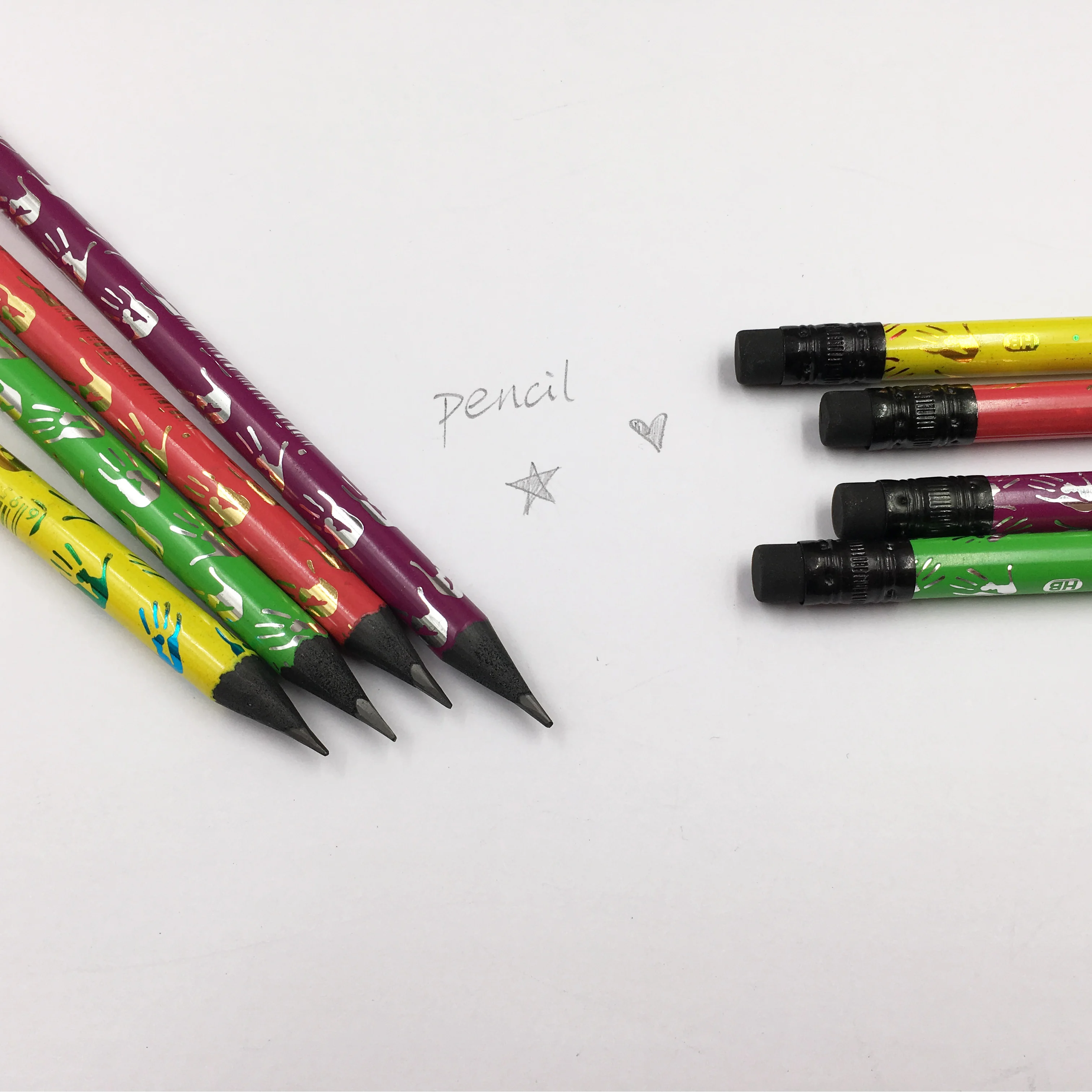 

12 pcs/lot HB Good Quality Drawing Hand Pattern Multicolor Pencil Stationery For Office and School Supplies