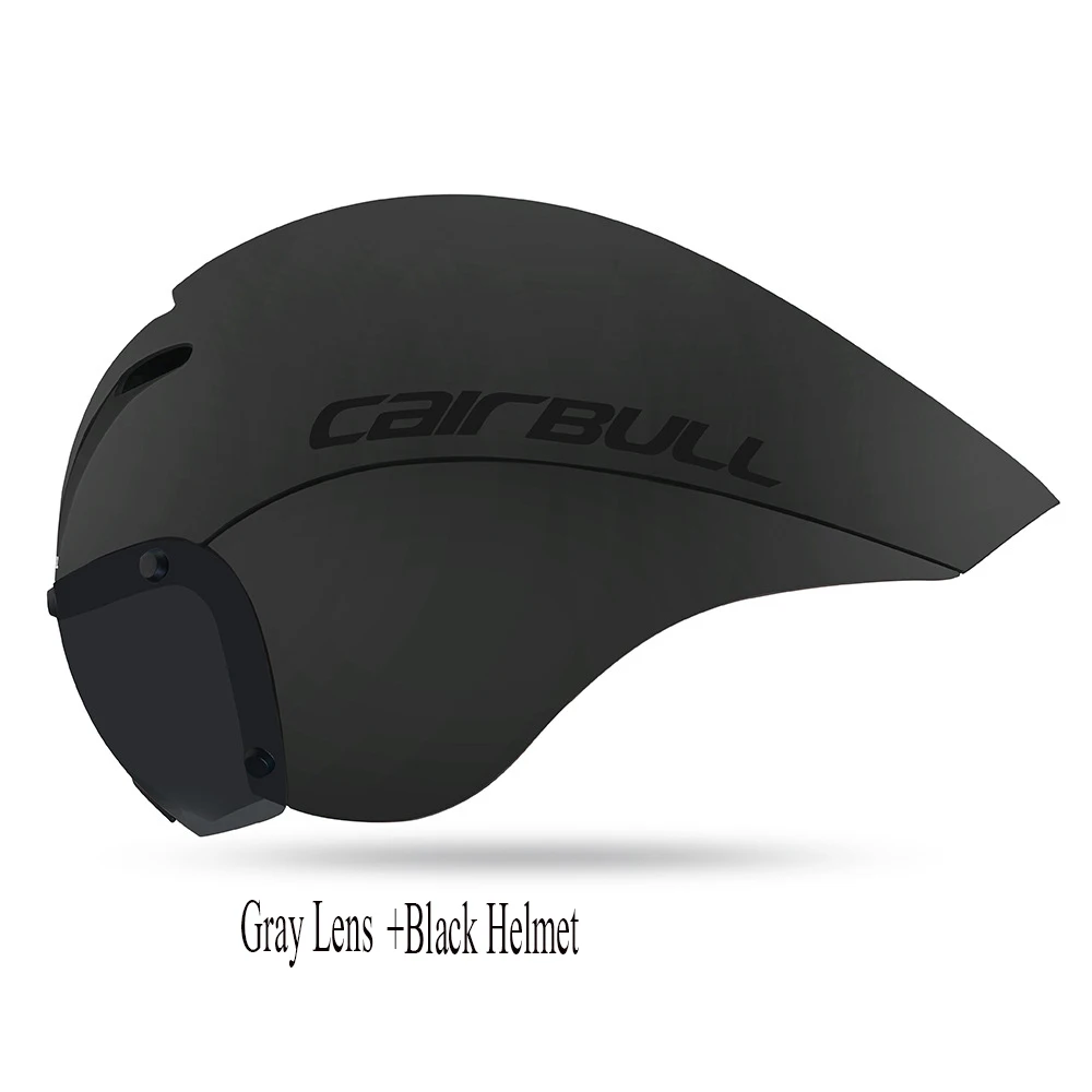 Гоночный велосипед шлем линзы очки Триатлон три шлем обтекаемой формы дорожный велосипедный шлем с очками Метт - Цвет: Black