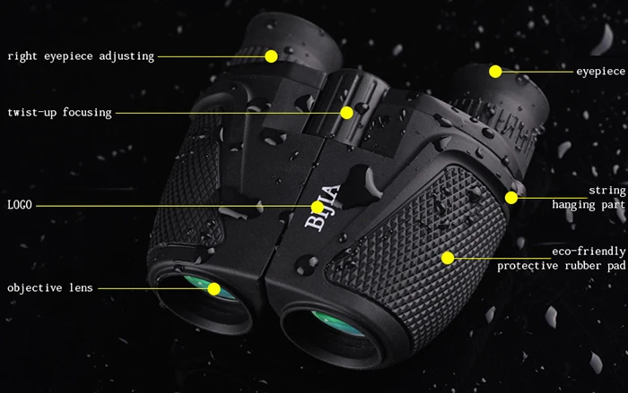 BIJIA Porro BAK - 4 Prism Waterproof 12 x 25 HD Binoculars 83m / 1000m Ultra-clear Telescopes for Outdoor Hiking Hunting