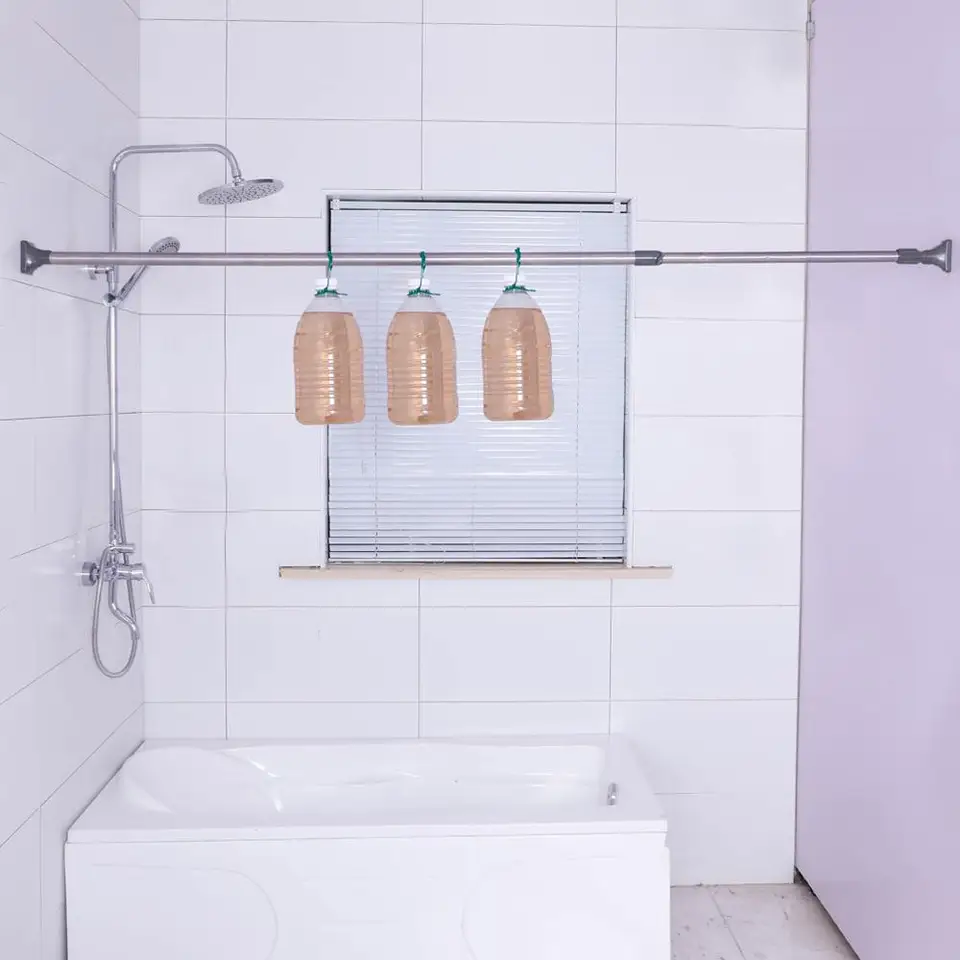 Expandable Bathroom Shower Curtain Rod Adjustable Stainless Steel