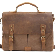 Винтажный военный Холщовый кожаный мужской портфель, деловая сумка, Холщовый портфель, мужская сумка через плечо, сумка через плечо