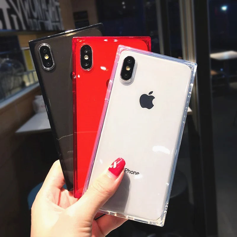 

Clear Square Case For iPhone X XS Max XR 6 7 8 Plus 5 5s Coque Soft Silicone TPU Transparent Phone Cover For iPhone Case (M522)