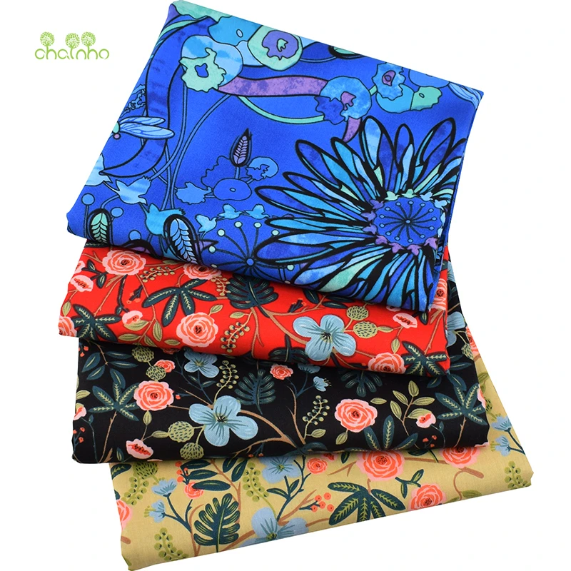 Chainho,4pcs/Lot,Reactive Dyes Floral Series,Printed Twill Cotton