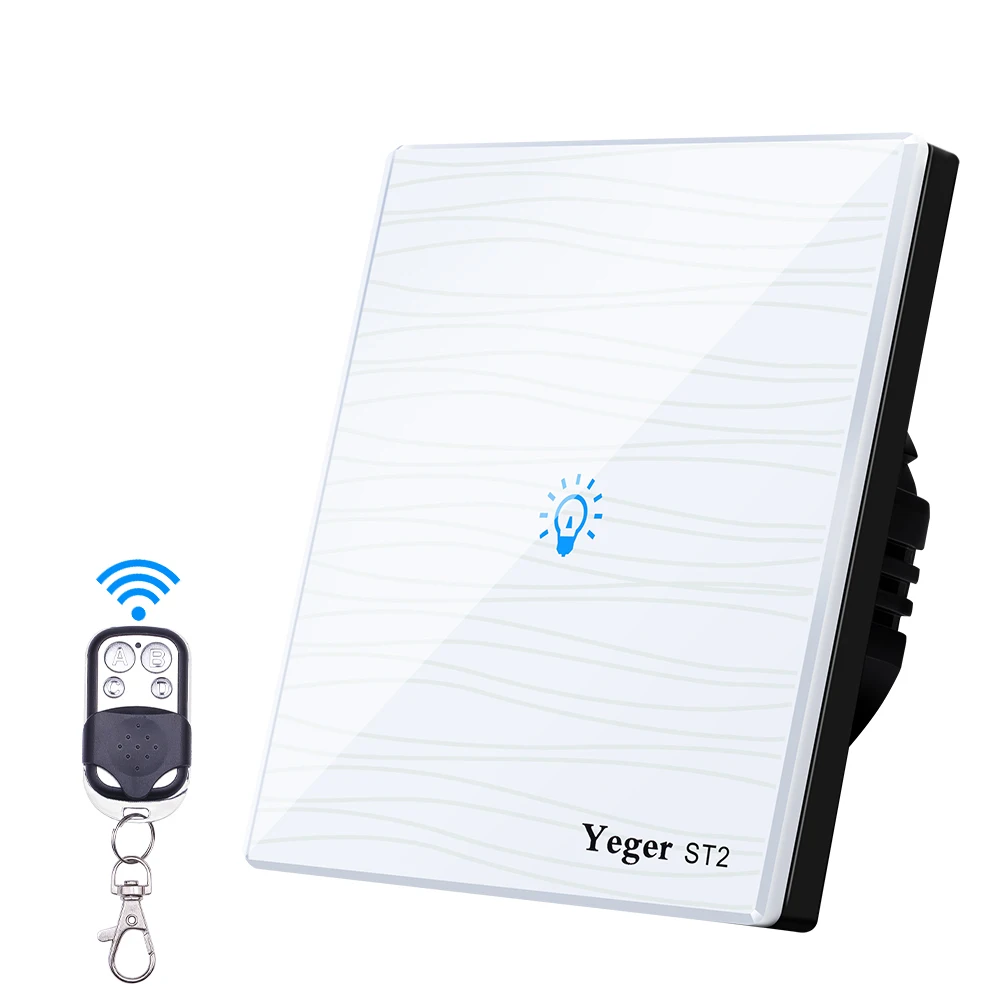 

Yeger EU Standard Smart Wall Switch Remote Control Switch 1 Gang 1 Way Wireless Remote Control Touch Light Switch