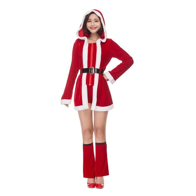 Год модные Соблазнительные взрослые костюмы для Хэллоуин, красного, розового и черного цвета; Для женщин Санта мисс Косплэй пикантные Санта Клаус платье юбка для рождественской вечеринки