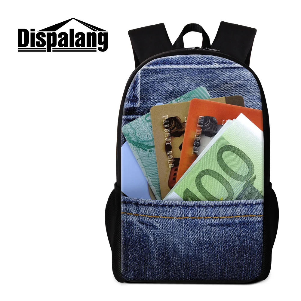 

Dispalang men's travel backpack cool denim printed multifunctional rucksack for teenage boys girls large school bookbags mochila