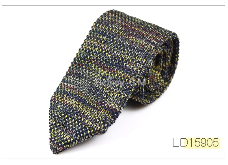 New Fashion Sharp Men's Tie Knitted Ties Mens Casual Striped Knit Necktie for Wedding Slim Skinny Woven Cravate Narrow Neckties - Цвет: LD15905