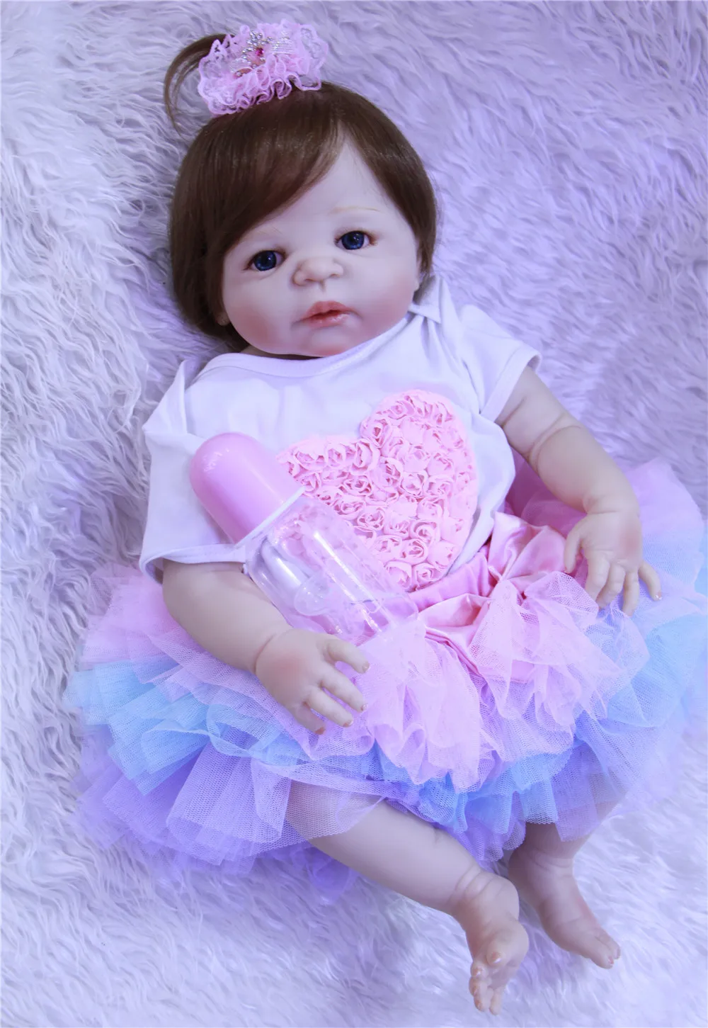 Reborn Full Silicone Baby Girl Dolls 57cm Lovely Princess Reborn Babies