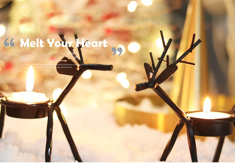 Christmas Candle Holders Creative European Iron Art Deer Candlestick Party Decor 