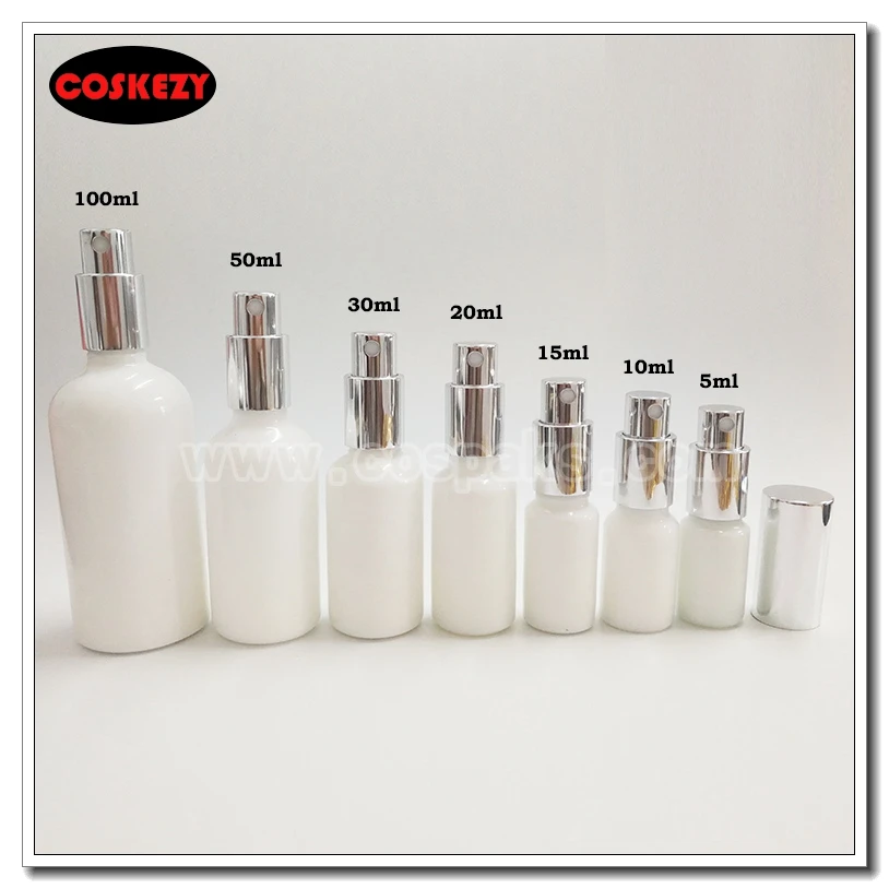PBY21 Opal Glass Bottles with Silver Mist Spray Pumps