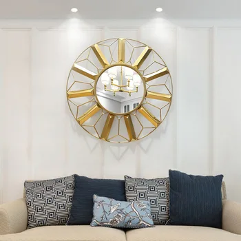

83cm Luxury Wrought Iron Wall Sun Flower Decorative Mirror Crafts Hotel Home Sofa Background 3D Stereo Mural Ornaments R2106