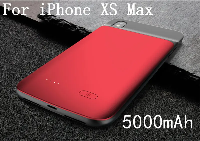 Для iPhone 6 6s 7 8 Plus чехол для зарядного устройства для iPhone X XS Max XR тонкий силиконовый резервный блок питания зарядное устройство задняя крышка аудио - Цвет: iXS Max-Red