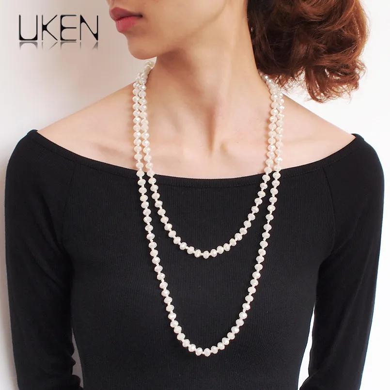 

Trend Crystal Long Necklace For Woman Fashion Charm Choker Necklace Sweater Chain Accessories Jewelry 2019 UKEN