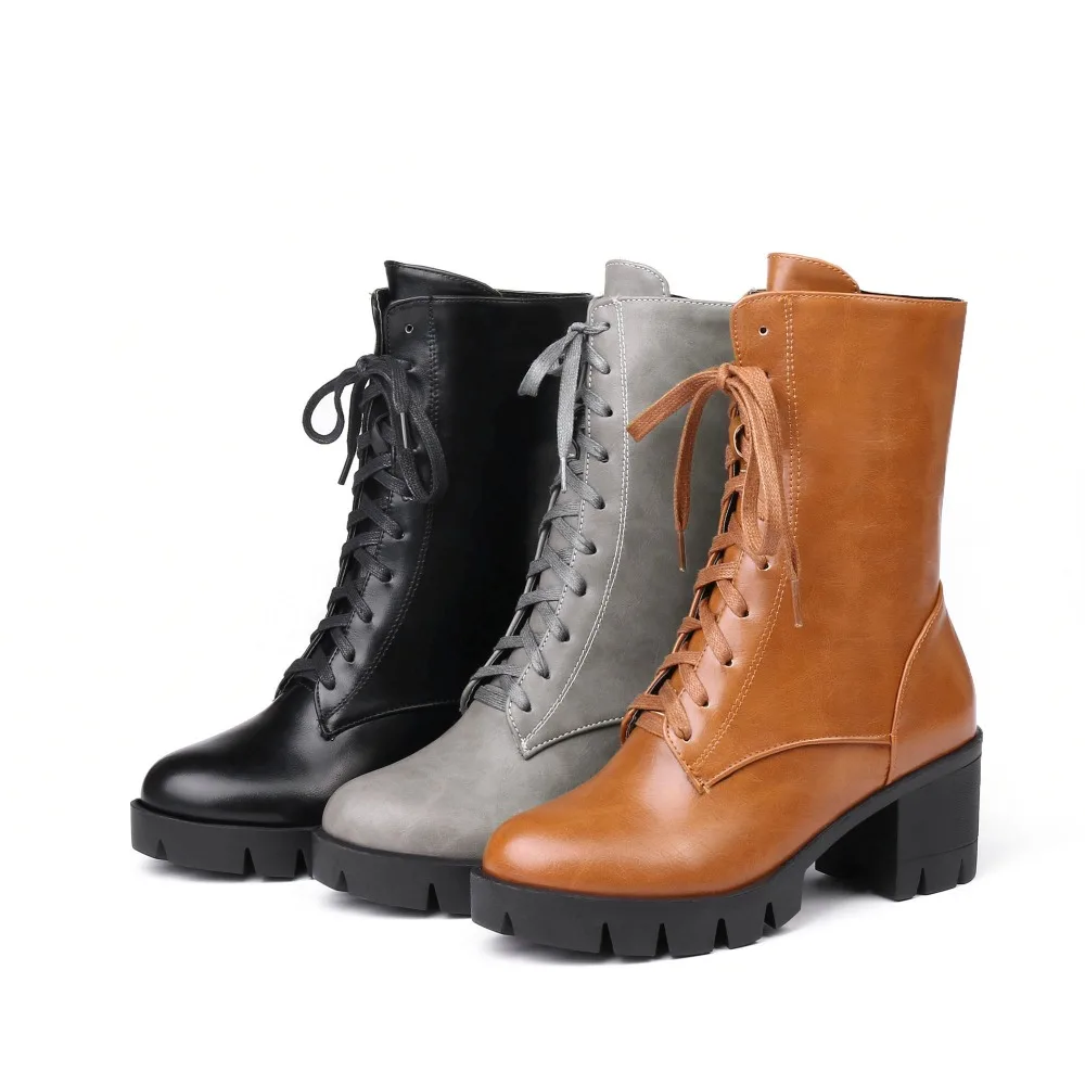 CDPUNDARI/ботильоны для женщин на шнуровке; ботинки на платформе на высоком каблуке; женская зимняя обувь; женские мотоботы