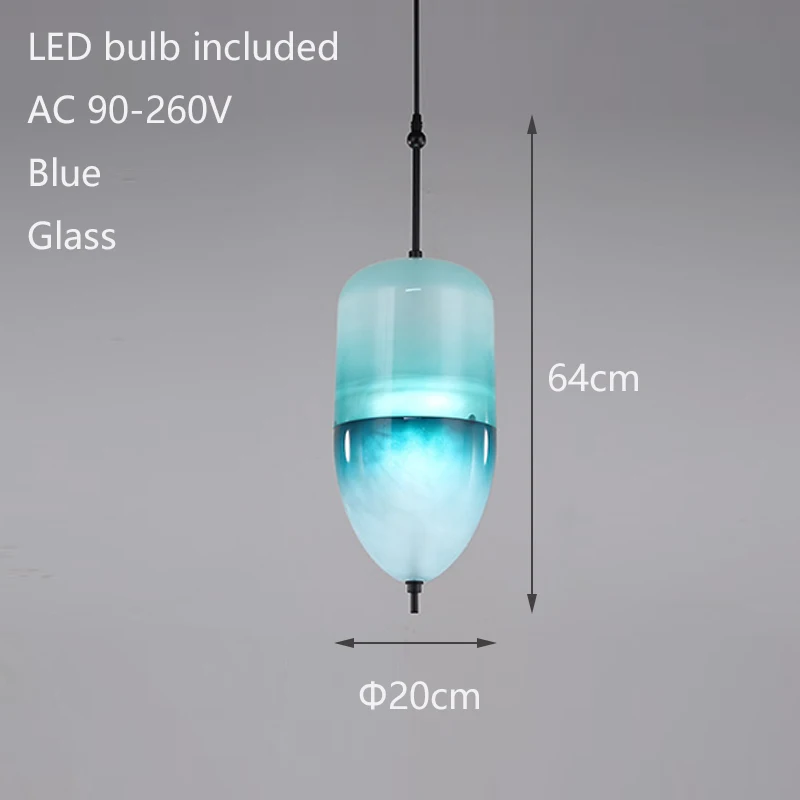 Современный Креативный каплевидный синий стеклянный подвесной светильник светодиодный арт-деко скандинавский белый подвесной светильник для гостиной кухни спальни