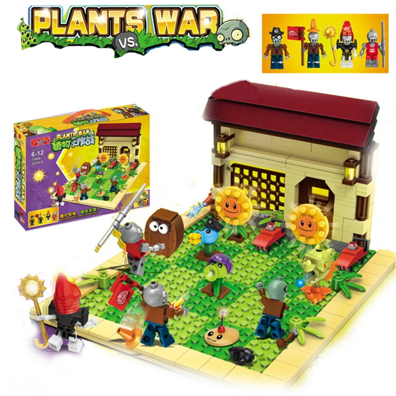 

Plants Vs Zombies Garden Maze Struck Game Building Bricks Blocks Set Anime Figures Minecrafts Toys For Children LegoING Gifts