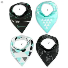 Стрела+ треугольник+ Сова Печать/Бандана нагрудники для малышей | унисекс Слюнявчики для слюнявчиков | органический хлопок INS дизайн 4 шт./компл./