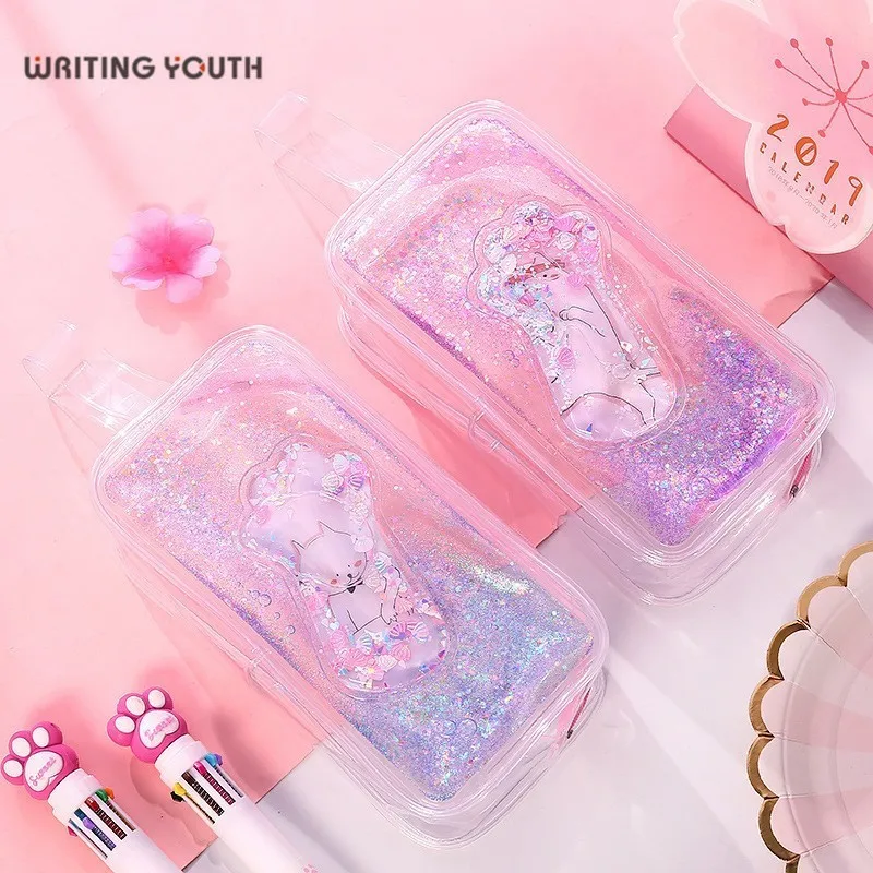 

Cute Cat Claw Pencil Case Quality PVC Pencilcase School BlingBling Shine PencilBox School Tools School Supplies Stationery Gift