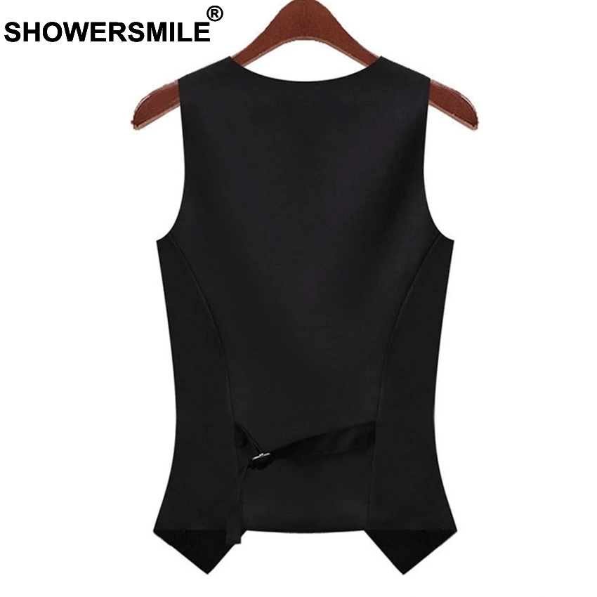 RAINIE SEAN Black Vest Women Short Office Lady Waistcoat Women Spring Summer Suit Vest For Women Plus Size 3XL Sleeveless Jacket