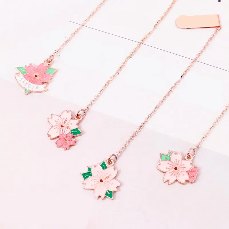 

Novelty 1pc Pink Cherry Sakura Bookmark Stationery School Office Supply for Girls Reading Marker Page