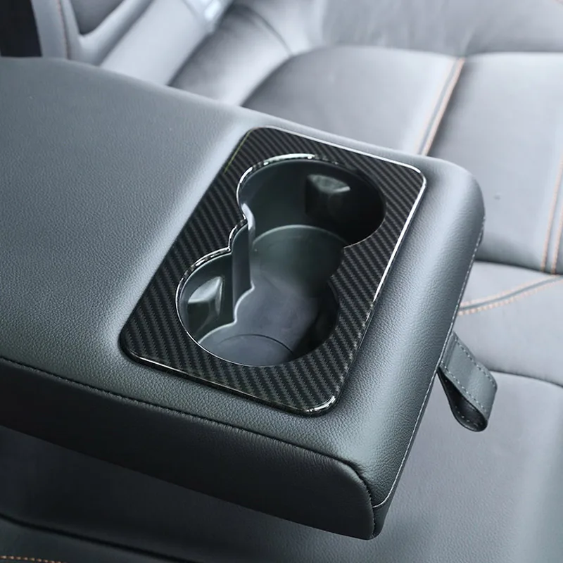 

Carbon Fiber Style ABS For Jaguar F-Pace X761 XE X760 XF X260 Car Rear Seat Water Cup Holder Cover Trim Accessories