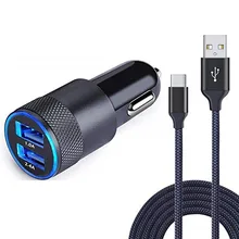 Автомобильное зарядное устройство адаптер металлический двойной 1 м usb type-C зарядный кабель для huawei mate 20X Xiaomi Mi 8 lite Pocophone F1 samsung A8 A9