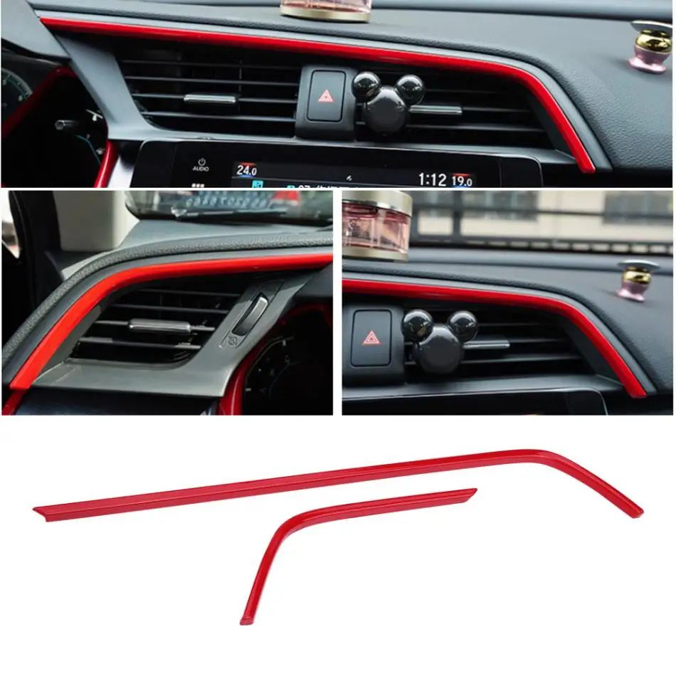 2 шт. красный ABS Авто аксессуары интерьер воздуха на выходе рамка Крышка Накладка для Honda Civic 10th