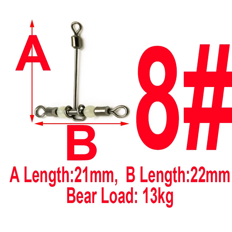 3 Way Luminous T-shape Swivels Cross-line Rolling Fishing Line Lure Accessory Carp Sea Fishhook Connector Tackle Fishing Tool 10pcs