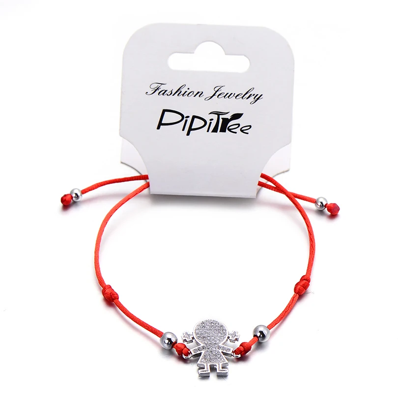 PiPitree CZ для мальчиков и очаровательный браслет для девочек для женщин мужчин детей влюбленных DIY веревочный Плетеный Красный струнный браслет пара ювелирных изделий