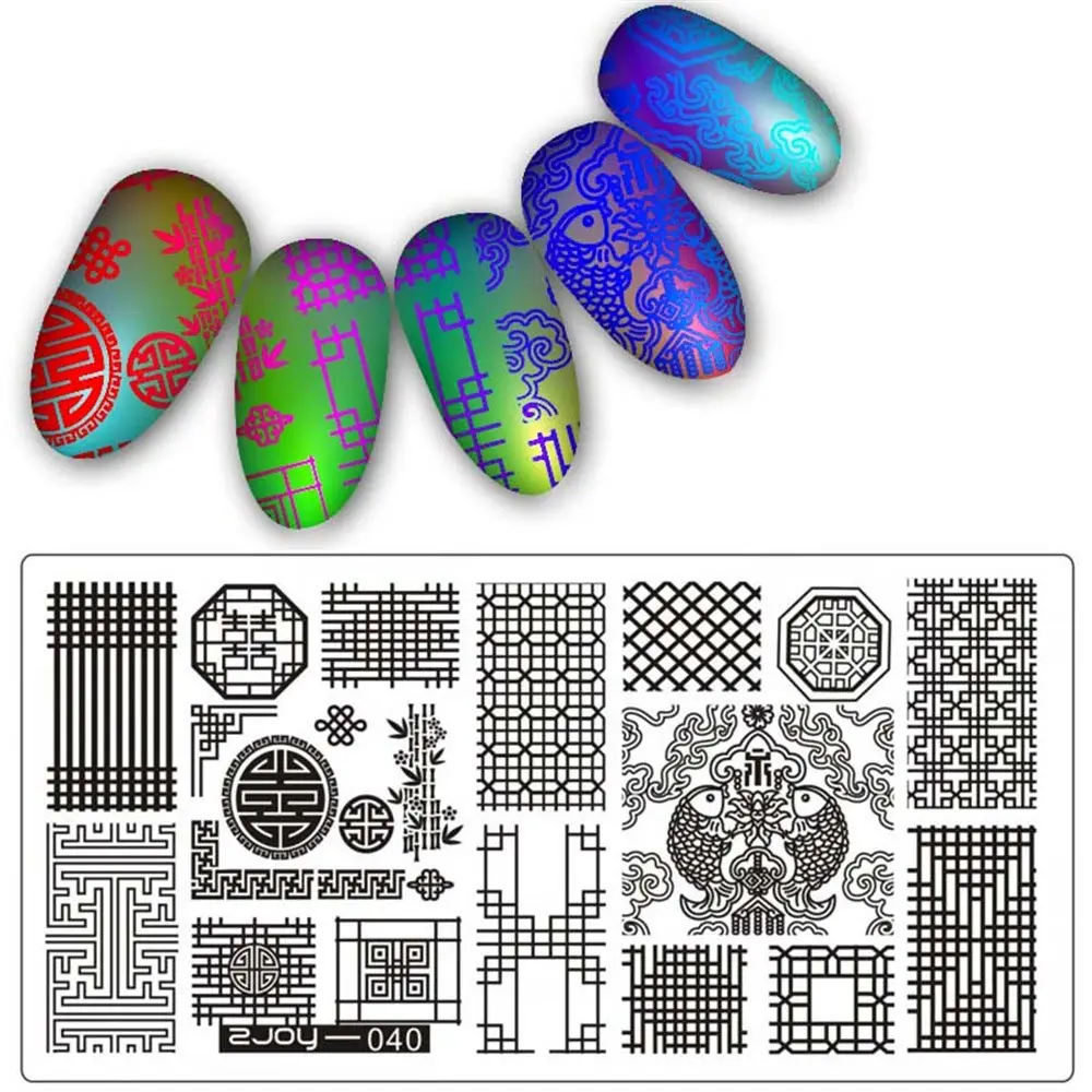 6,5*12,5 см Ландшафтный узор прямоугольная штамповка для ногтей пластины изображения Шаблон стальной маникюр ногтей трафарет Инструменты - Цвет: 2JOY040