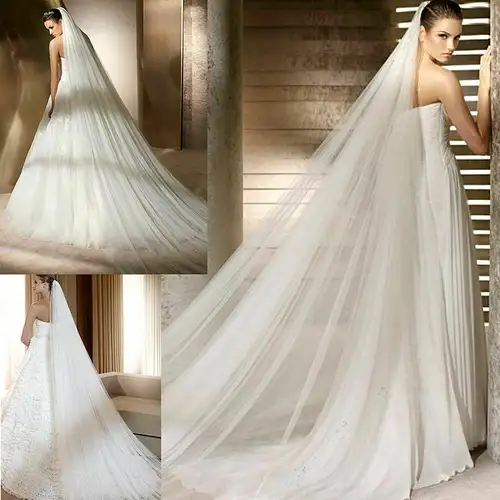 Ivory White Wedding Veil 3 Meters Long Soft Bridal Veils With Comb 2 layer Bride Wedding Accessories - Image 2
