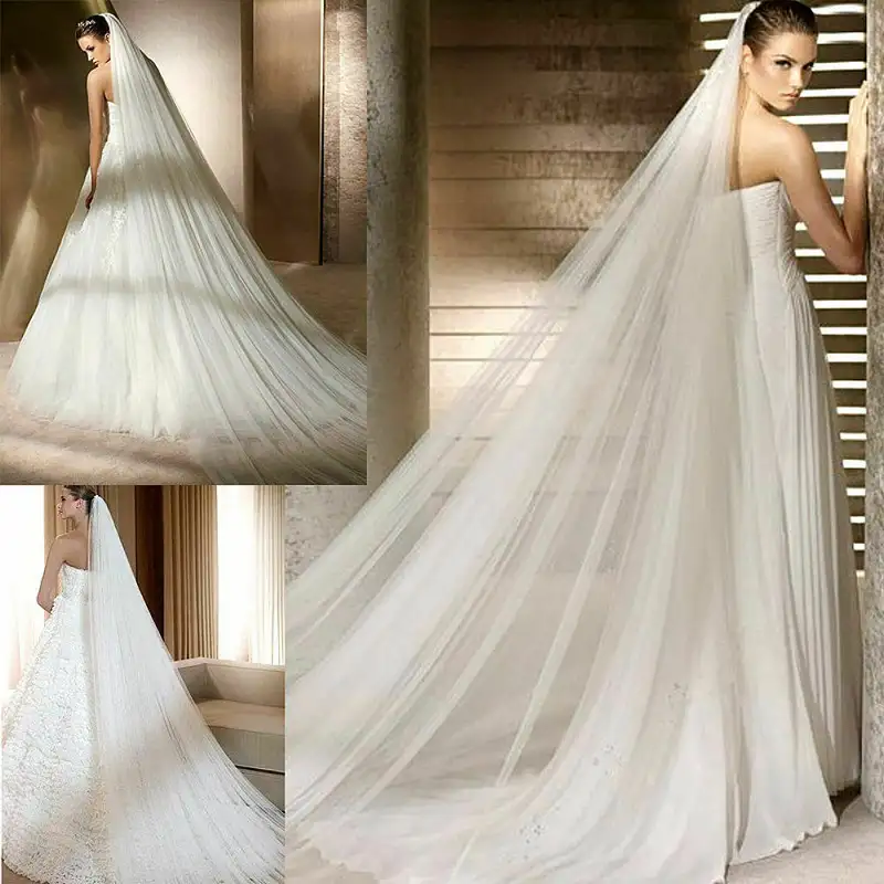 Ivory White Wedding Veil 3 Meters Long Soft Bridal Veils With Comb 2 layer Bride Wedding Accessories - Image 2