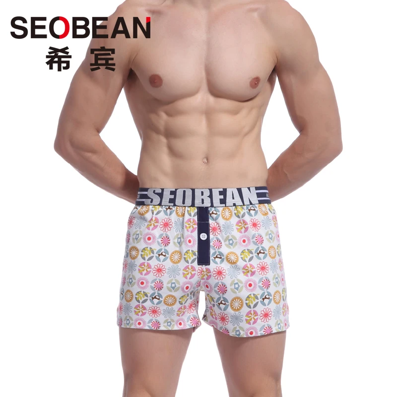 

Free shipping Seobean 100% print cotton lounge men's shorts casual shorts summer breathable home shorts 2 colors size S/M/L/XL