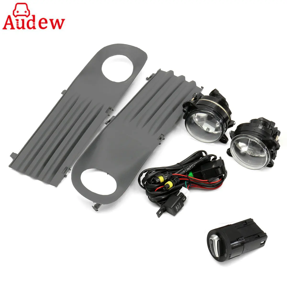 

Amber Car Front Foglight Grille Kit Set w/ Wiring Headlight Switch H11 Fog Light Bulb For VW T5 TRANSPORTER 2003-2010