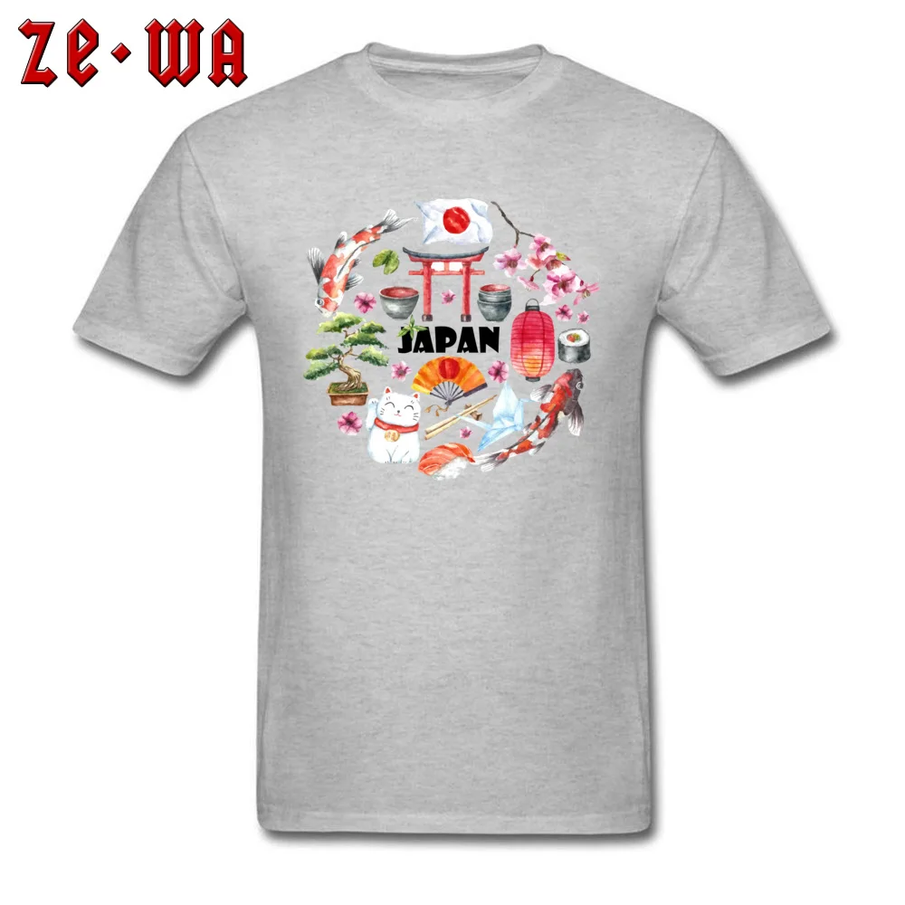 japan illustration japan travel 100% Cotton Fabric Men's Short Sleeve Tops Tees Casual Summer T Shirt Hip Hop Crewneck Tshirts japan illustration japan travel grey