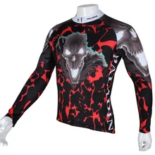 Череп с пламенем для мужчин с длинным рукавом Велоспорт Джерси полиэстер Ropa Ciclismo красный дышащий велосипедная одежда Размер S-6XL