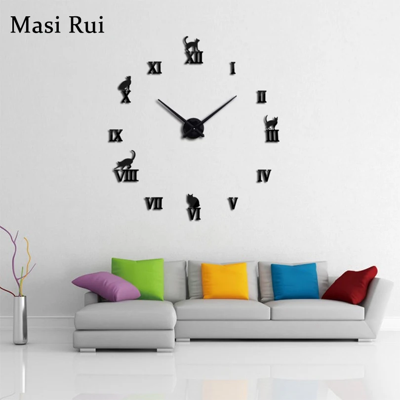 

2018 hot sale 3d mirror big wall clock modern design Acrylic Living Room Quartz Needle wall watch Masi Rui clocks free shipping