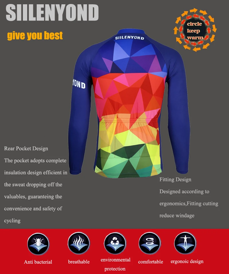 SIILENYOND зимний теплый флисовый длинный комплект для велоспорта Ropa Roupa De Ciclismo, сохраняющий тепло, для горного велосипеда, велосипедная одежда, костюмы