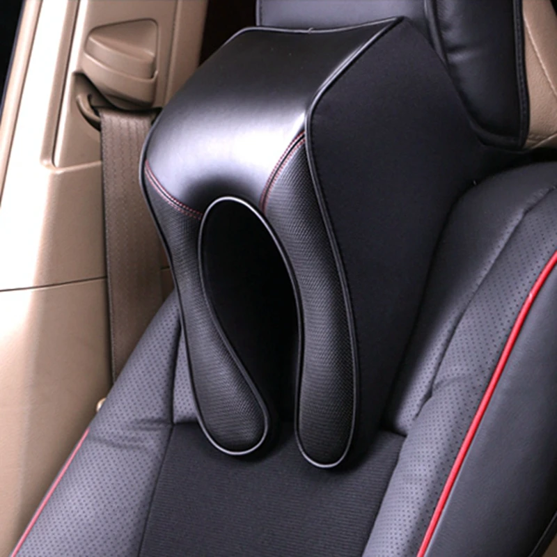 

Universal Pillow Seat Neck Rest Headrest Genuine Leather Memory Cotton Fabric Upscale Neck safety Supports for Mercedes BMW Audi