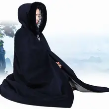 Унисекс Зимние теплые Шаолинь монах Кунг фу костюмы халат буддийский плащ для медитации zen пальто lay мыс монахи форма 7 цветов серый/синий