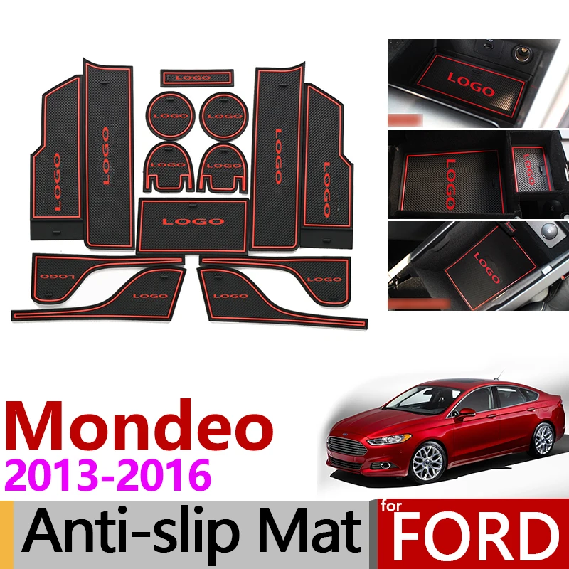 Дешево Для Ford Mondeo Fusion 2013 ~ 2016 противоскользящая резиновая подушка для чашки Коврик для двери V MK5 5 2014 2015 аксессуары наклейки для автомобиля Стайлинг