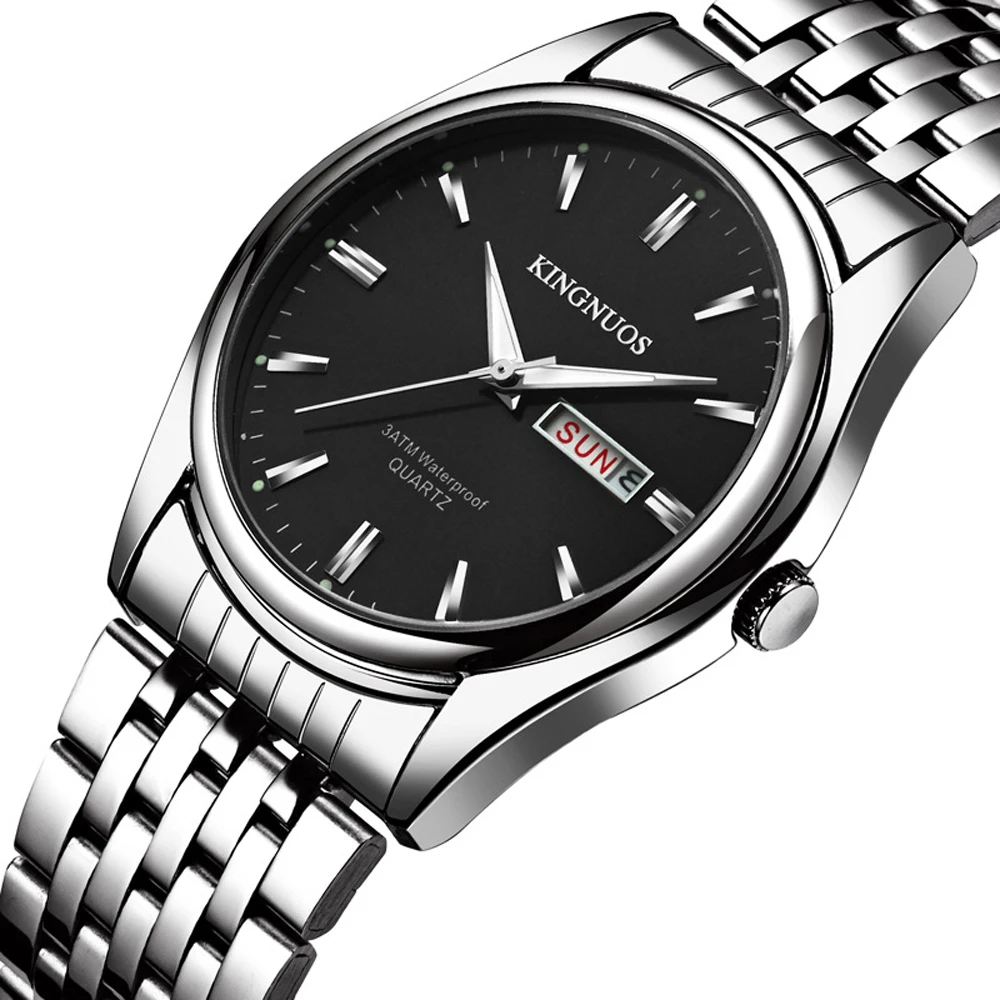 

2023 Kingnuos Brand New Design Business Man Watch Steel Waterproof Luminous Hour Date Week Clock Male Hodinky Quartz Men's Watch