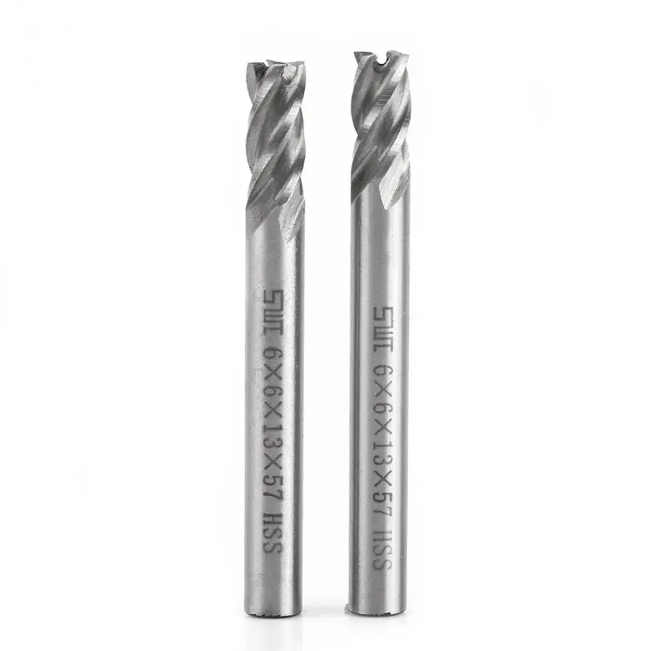 

2pcs/set HSS 6mm 4 Flutes End Mill Metal Cuttting Engraving Milling Machine Bit CNC Tool Milling Cutter Knife Drill Bit Set